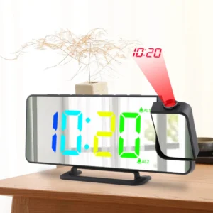 LED Digital Projection Alarm Clock with Mirror Display | Silent Desk Clock with USB Power