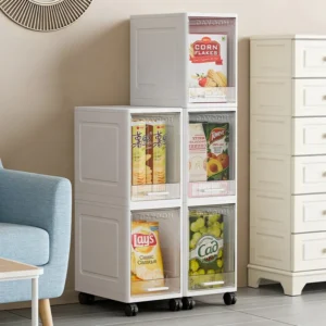 DAYOOH 5-Tier Transparent Corner Storage Cabinet with Wheels | Waterproof Foldable Organizer