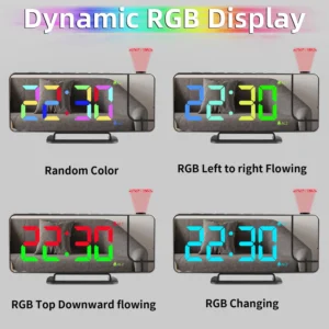 LED Digital Projection Alarm Clock with Mirror Display | Silent Desk Clock with USB Power