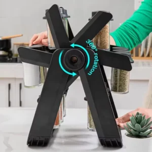 360° Rotating Ferris Wheel Spice Rack with 18 Glass Jars | Kitchen Countertop Organizer