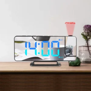 LED Digital Projection Alarm Clock with Mirror Display | Silent Desk Clock with USB Power