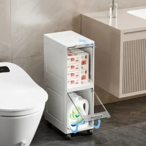 DAYOOH 5-Tier Transparent Corner Storage Cabinet with Wheels | Waterproof Foldable Organizer