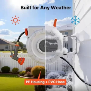 Retractable Garden Hose Reel Wall Mounted 1/2" | Automatic Rubber Hose for Car Wash & Gardening