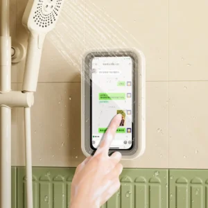 Waterproof Bathroom Phone Holder with Suction Cup | Touchscreen Shower Mobile Storage Box