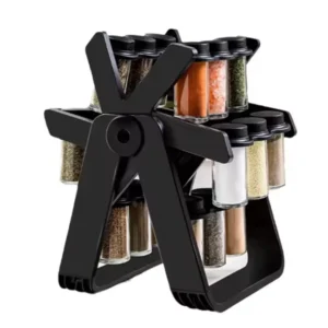 360° Rotating Ferris Wheel Spice Rack with 18 Glass Jars | Kitchen Countertop Organizer