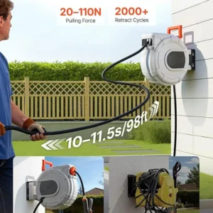 Retractable Garden Hose Reel Wall Mounted 1/2" | Automatic Rubber Hose for Car Wash & Gardening