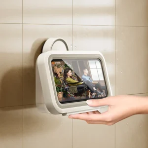 Waterproof Bathroom Phone Holder with Suction Cup | Touchscreen Shower Mobile Storage Box