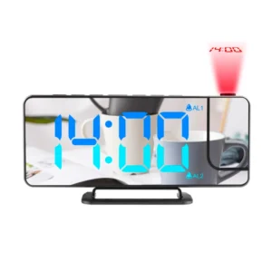 LED Digital Projection Alarm Clock with Mirror Display | Silent Desk Clock with USB Power