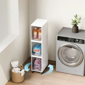 DAYOOH 5-Tier Transparent Corner Storage Cabinet with Wheels | Waterproof Foldable Organizer