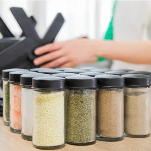 360° Rotating Ferris Wheel Spice Rack with 18 Glass Jars | Kitchen Countertop Organizer