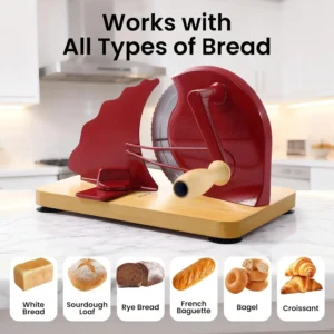 Manual Bread Slicer Adjustable Thickness | Stainless Steel Hand Crank Bread Cutter for Home & Bakery